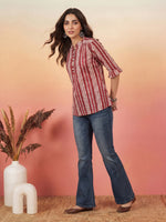 Thumbnail for Janasya Multi A-Line Cotton Top - Dista