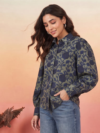 Janasya Sage Shirt Silk Blend Top - Dista