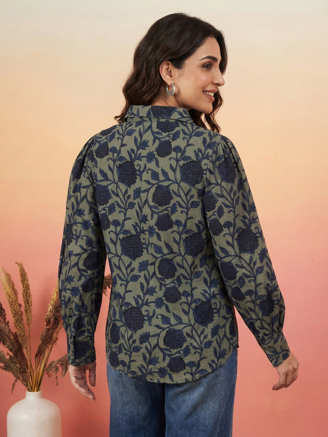 Janasya Sage Shirt Silk Blend Top - Dista