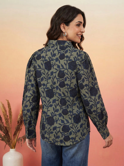 Janasya Sage Shirt Silk Blend Top - Dista