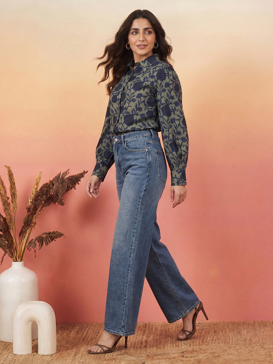Janasya Sage Shirt Silk Blend Top - Dista