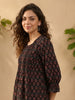 Janasya Brown A-Line Cotton Top - Dista