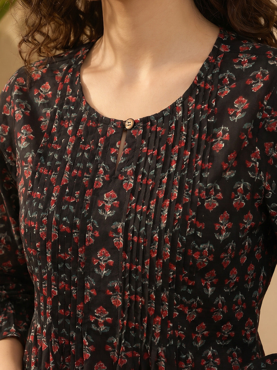 Janasya Brown A-Line Cotton Top - Dista