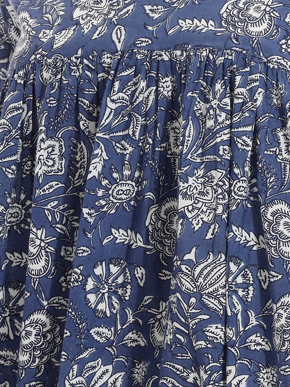 Janasya Blue Peplum Cotton Top - Dista