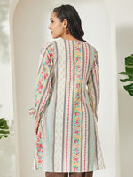 Thumbnail for Janasya Cream A-Line Cotton Tunic - Dista