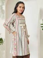 Thumbnail for Janasya Cream A-Line Cotton Tunic - Dista