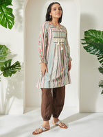 Thumbnail for Janasya Cream A-Line Cotton Tunic - Dista