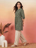 Janasya Green A-Line Cotton Tunic - Dista