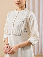 Thumbnail for Janasya Cream A-Line Cotton Tunic - Dista