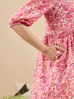 Thumbnail for Janasya Pink A-Line Cotton Tunic - Dista