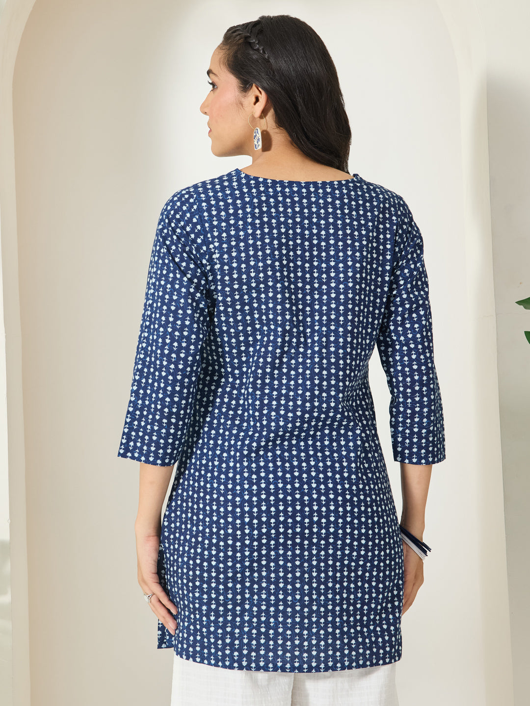 Janasya Indigo Straight Cotton Tunic - Dista