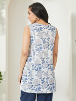 Thumbnail for Janasya White A-Line Cotton Tunic - Dista