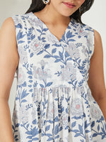 Thumbnail for Janasya White A-Line Cotton Tunic - Dista
