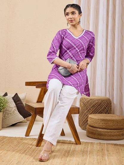 Janasya Purple Straight Cotton Tunic - Dista