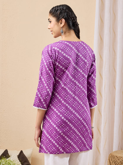 Janasya Purple Straight Cotton Tunic - Dista