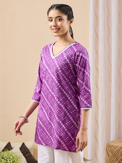 Janasya Purple Straight Cotton Tunic - Dista