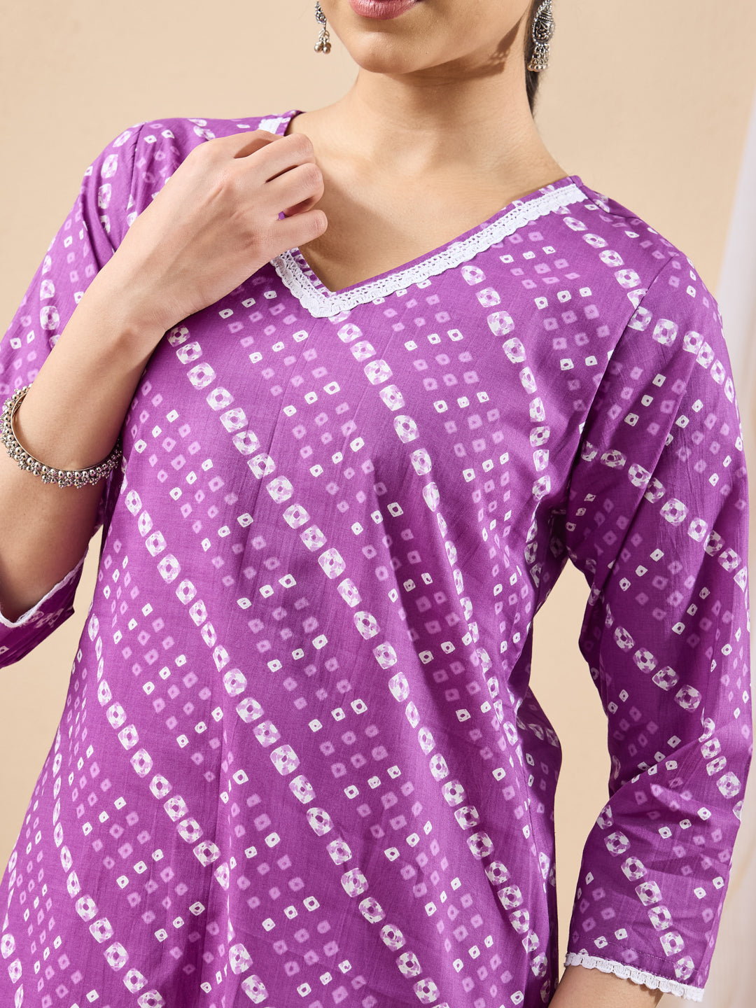 Janasya Purple Straight Cotton Tunic - Dista