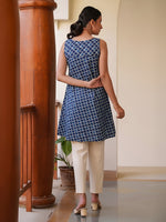 Thumbnail for Janasya Blue A-Line Cotton Tunic - Dista