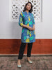 Janasya Blue A-Line Cotton Tunic - Dista