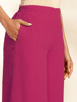 Thumbnail for Janasya Bright Dobby Chiffon Self Design Gathered Top & Bottom Set