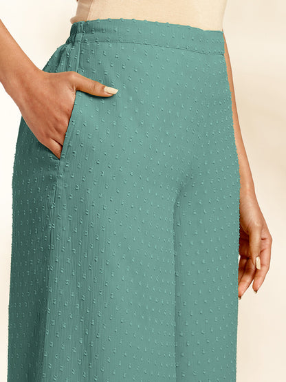 Janasya Sage Dobby Chiffon Self Design Co-Ords - Distacart