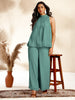 Janasya Sage Dobby Chiffon Self Design Co-Ords - Distacart