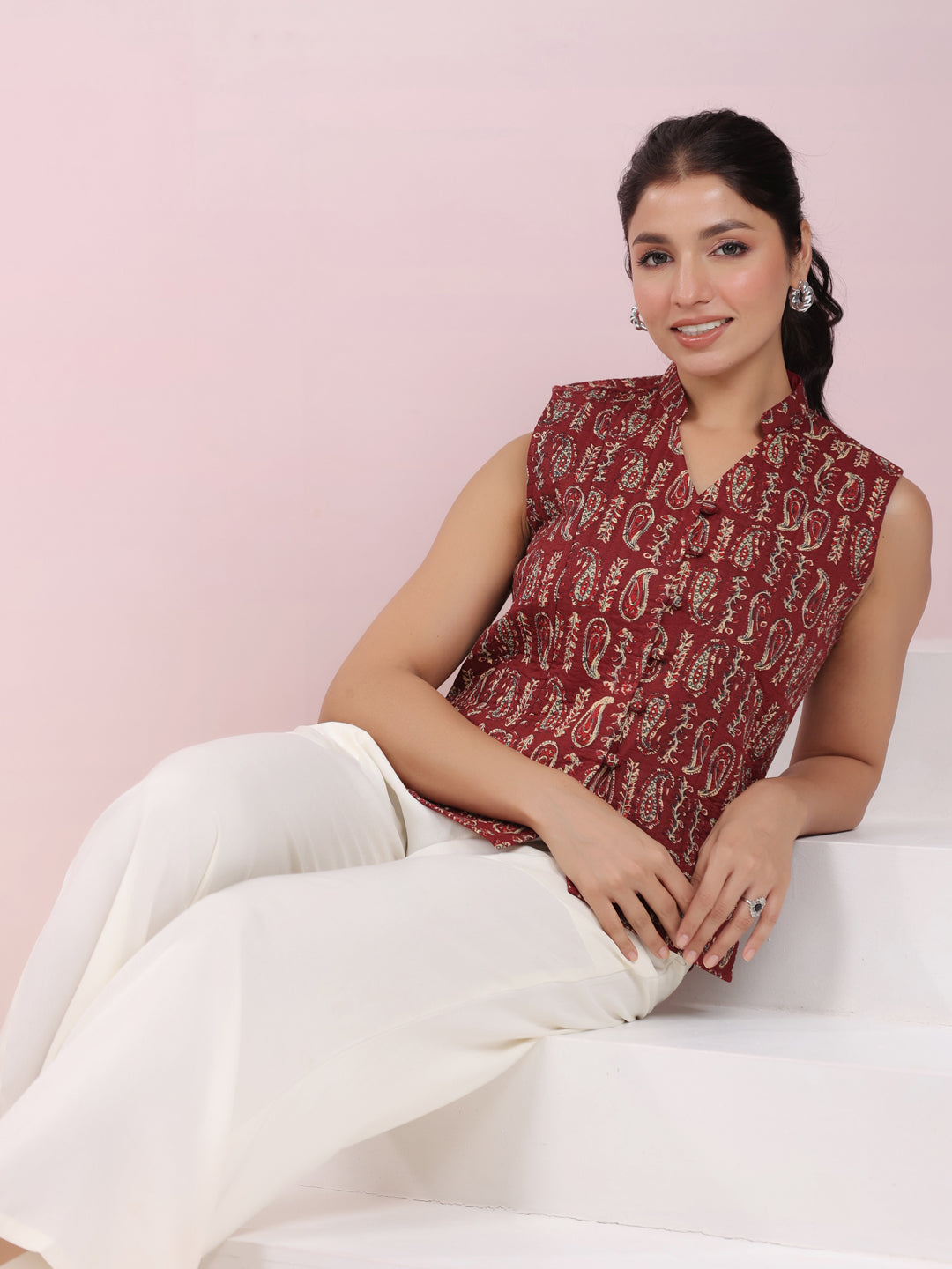 Janasya Straight Cambric Beige Jacket - Distacart