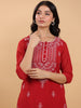 Janasya Maroon Weightless Georgette Embroidered Kurta - Distacart