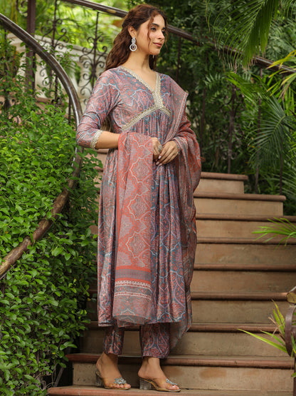 Janasya Grey Chiffon Ethnic Motifs Set - Distacart