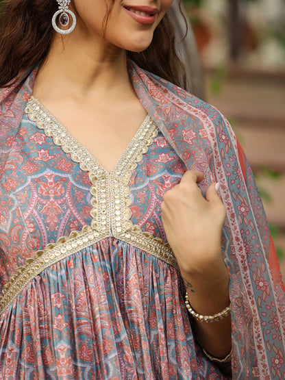 Janasya Grey Chiffon Ethnic Motifs Set - Distacart