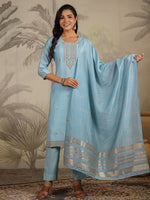 Thumbnail for Janasya Light Chanderi Embroidered Straight Kurta Set