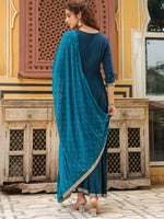 Thumbnail for Janasya Dark Rayon Yoke Embroidery Anarkali Kurta Set