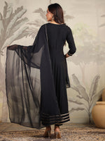 Thumbnail for Janasya Dark Rayon Embroidered Anarkali Kurta Set