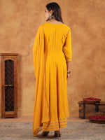 Thumbnail for Janasya Bright Rayon Embroidered Anarkali Kurta Set