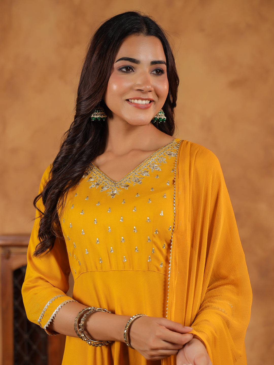 Janasya Bright Rayon Embroidered Anarkali Kurta Set