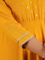Thumbnail for Janasya Bright Rayon Embroidered Anarkali Kurta Set