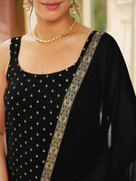 Thumbnail for Janasya Dark Rayon Foil Print Straight Kurta Set