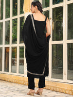 Thumbnail for Janasya Dark Rayon Foil Print Straight Kurta Set