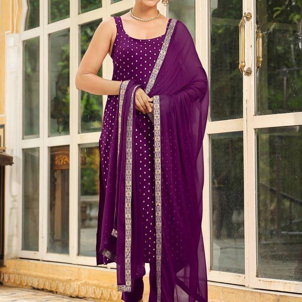 Janasya Dark Rayon Foil Print Straight Kurta Set