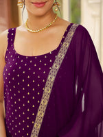 Thumbnail for Janasya Dark Rayon Foil Print Straight Kurta Set