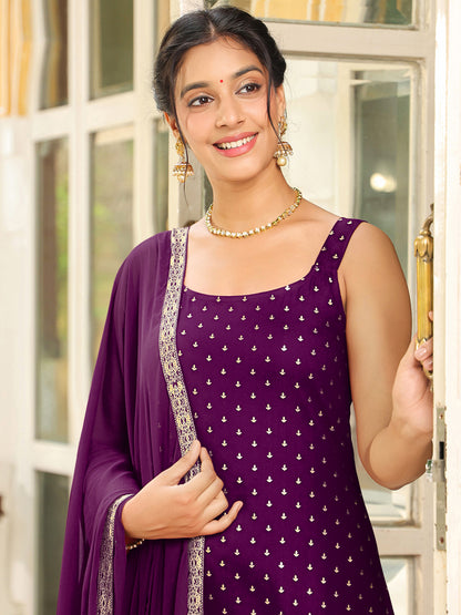 Janasya Dark Rayon Foil Print Straight Kurta Set - Distacart