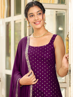 Thumbnail for Janasya Dark Rayon Foil Print Straight Kurta Set