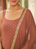 Thumbnail for Janasya Dark Rayon Foil Print Straight Kurta Set