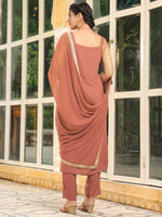 Thumbnail for Janasya Dark Rayon Foil Print Straight Kurta Set