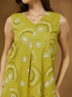 Thumbnail for Janasya Dark Cotton Abstract A-Line Dress