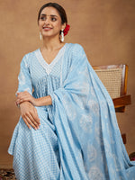 Thumbnail for Janasya Light Rayon Ethnic Motifs A-Line Kurta Set