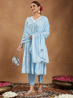 Thumbnail for Janasya Light Rayon Ethnic Motifs A-Line Kurta Set