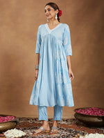 Thumbnail for Janasya Light Rayon Ethnic Motifs A-Line Kurta Set