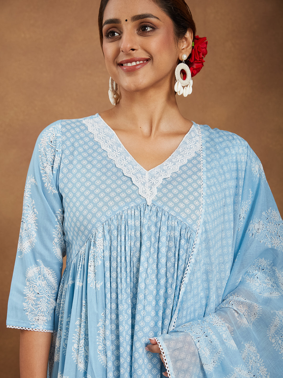 Janasya Light Rayon Ethnic Motifs A-Line Kurta Set