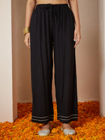 Thumbnail for Janasya Dark Rayon Ethnic Motifs A-Line Kurta Set